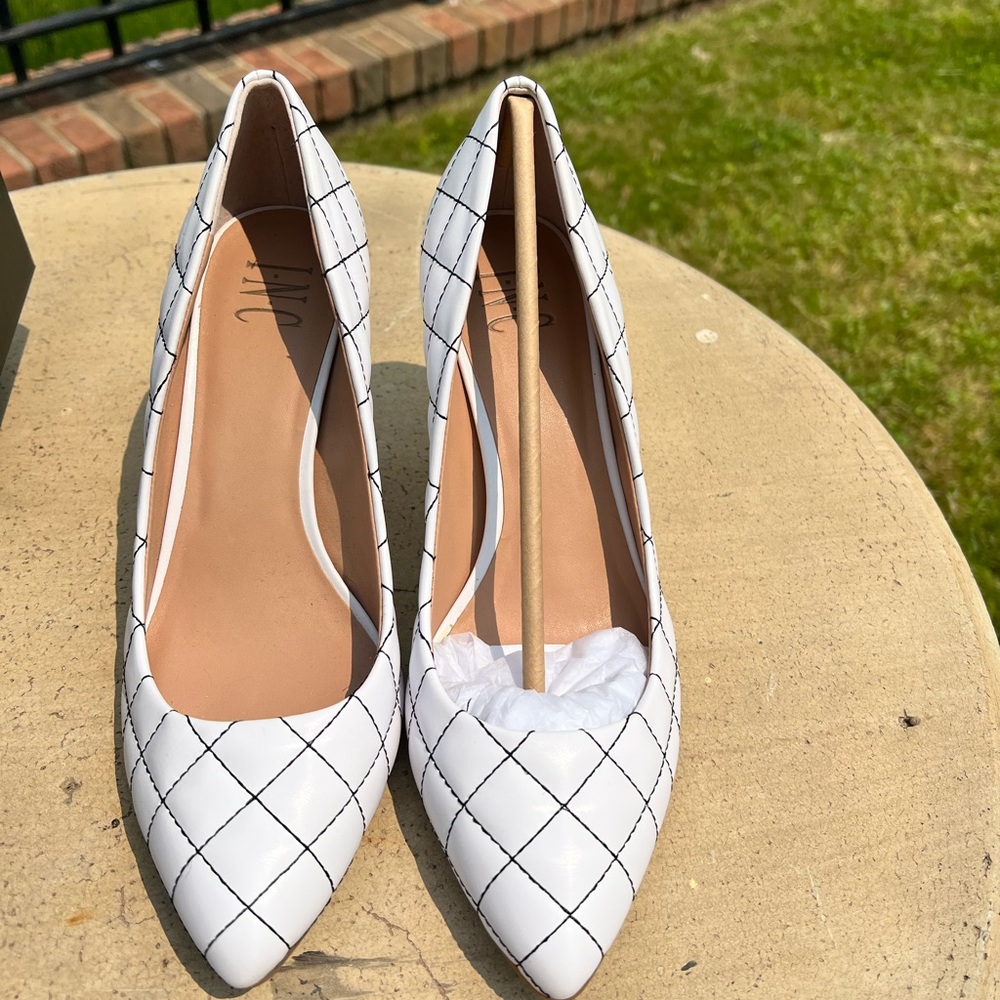 INC White Quilted Pumps